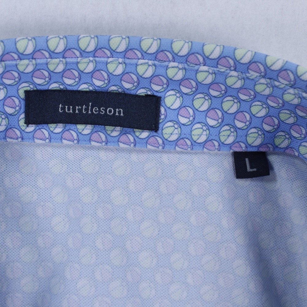 Turtleson Slater Men's Golf Performance Polo Shirt Blue Beach Balls Print Size L - Picture 2 of 7